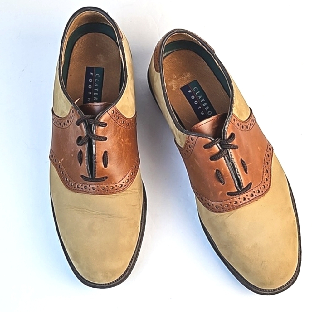 Claybrooke Utah Leather 2 Tone Brown Tan Lace-up Saddle Brogue Oxford